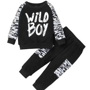NEW Boy's Black and White Wild Boy Outfit